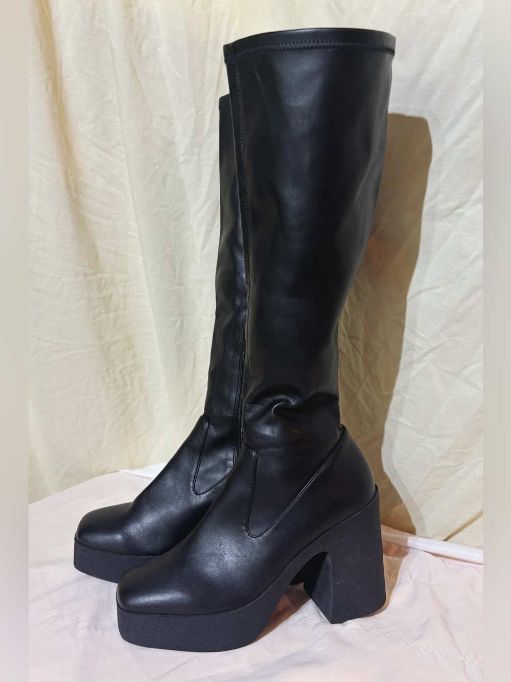 Black Knee-High Platform Boots - Size 11